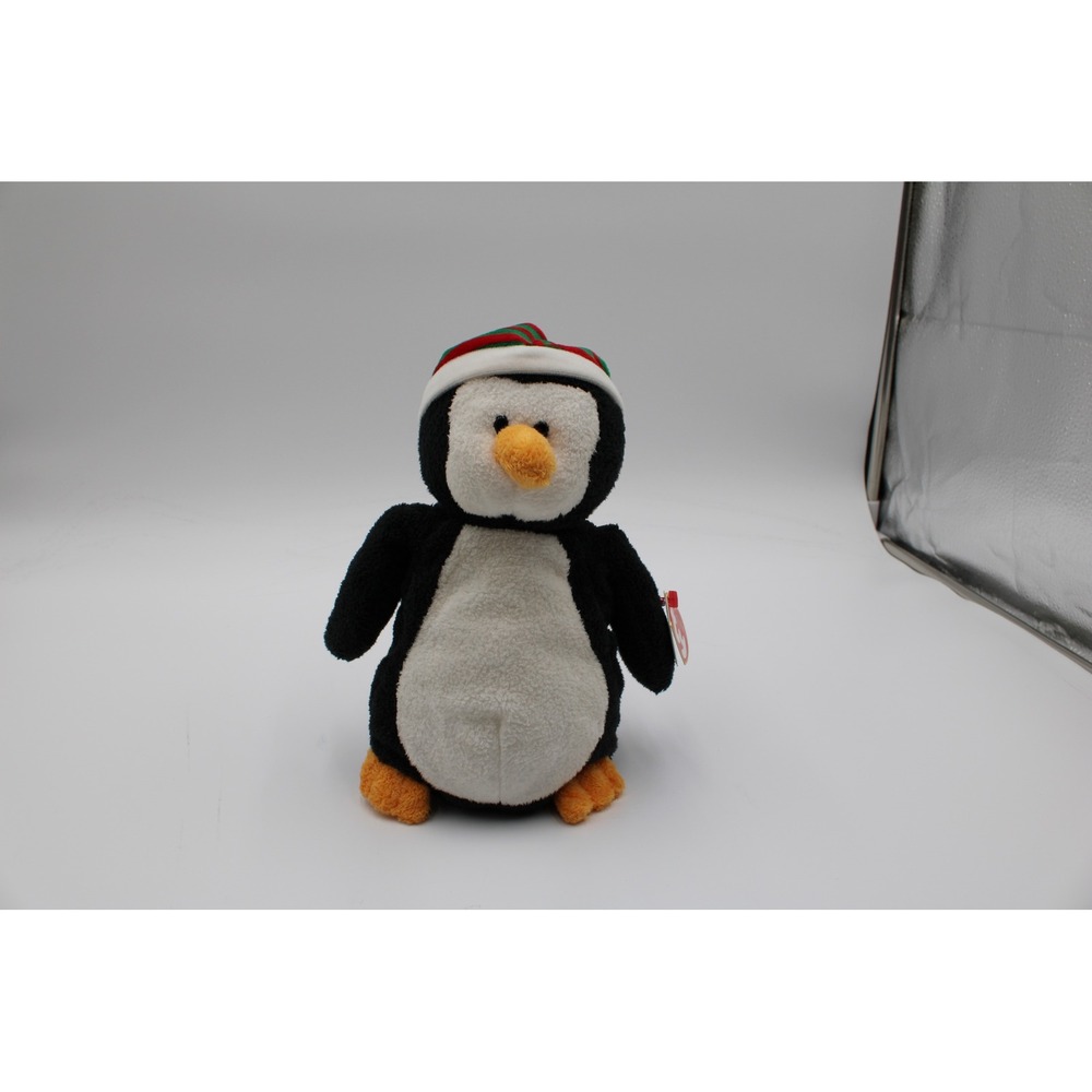 Ty Pluffies Freeze Penguin Black White Christmas Holiday Hat Plush 2007 092680
